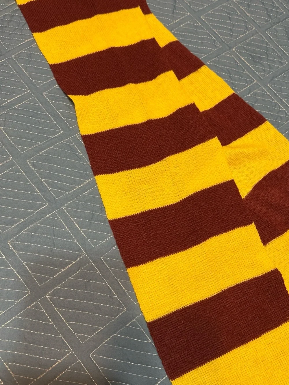 simple yellow and maroon striped scarf